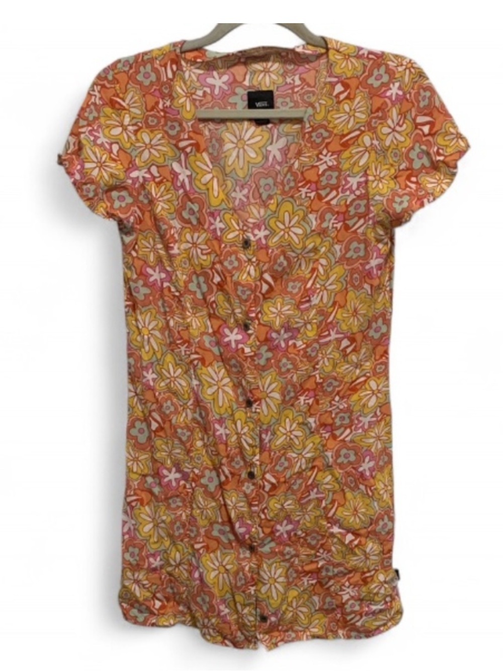 Vans Floral Mini Dress in Orange, Yellow, Pink